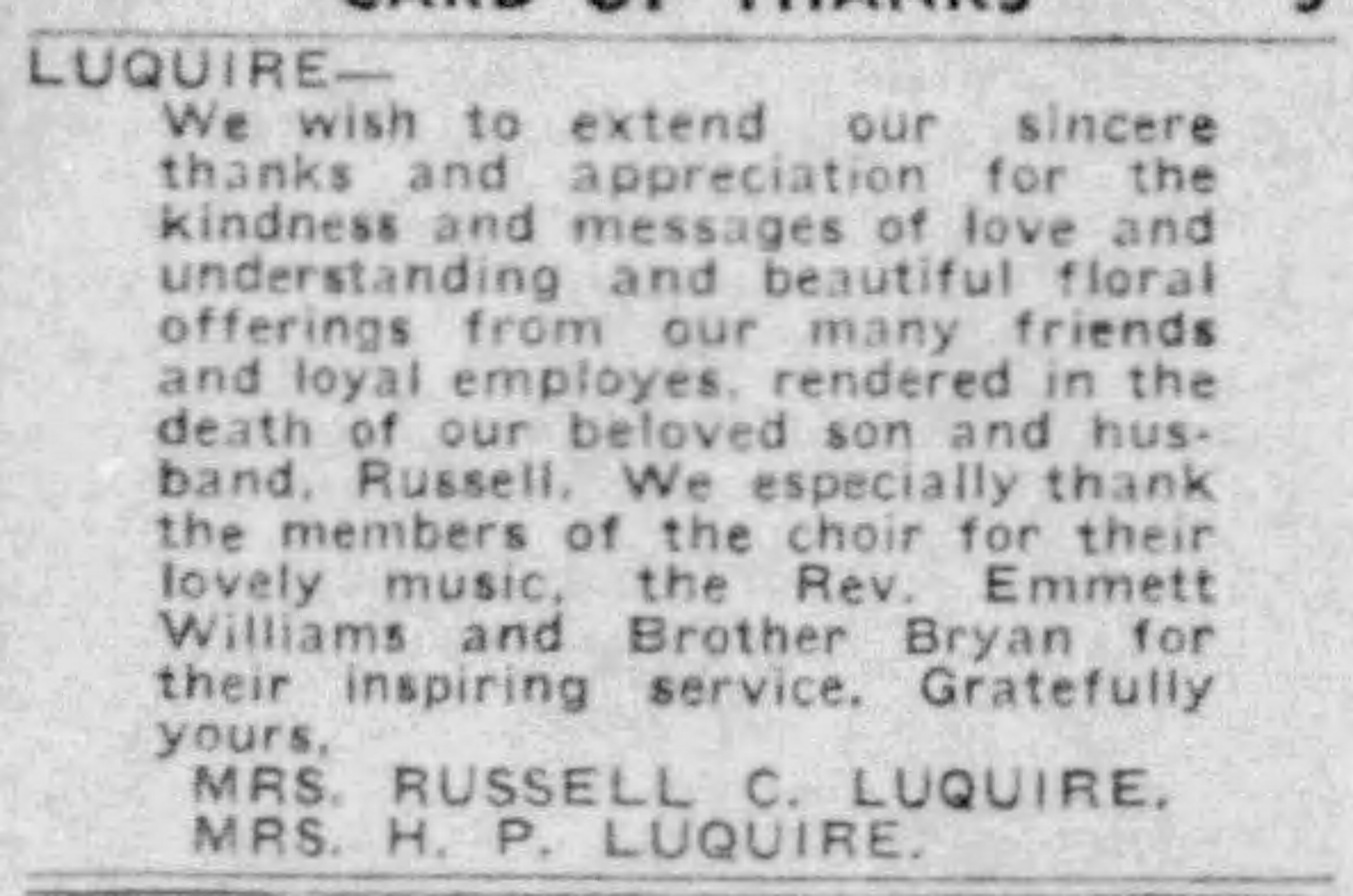 Russell Luquire obituary